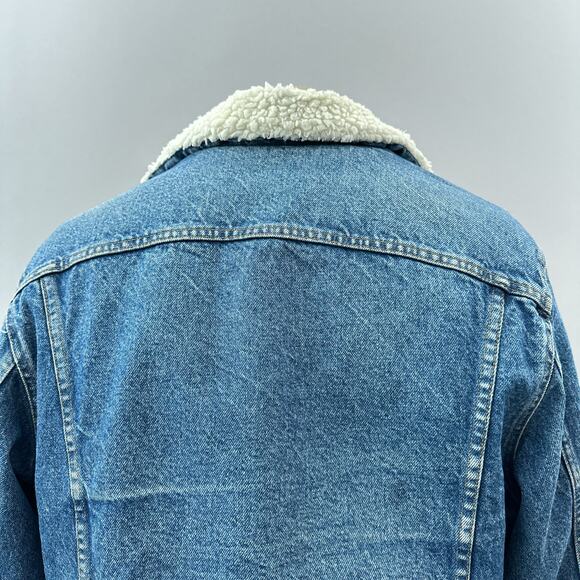 Vintage Levi's 80s 90s Sherpa Lined Denim Trucker Jacket Blue Men's Size 42R - Picture 7 of 14